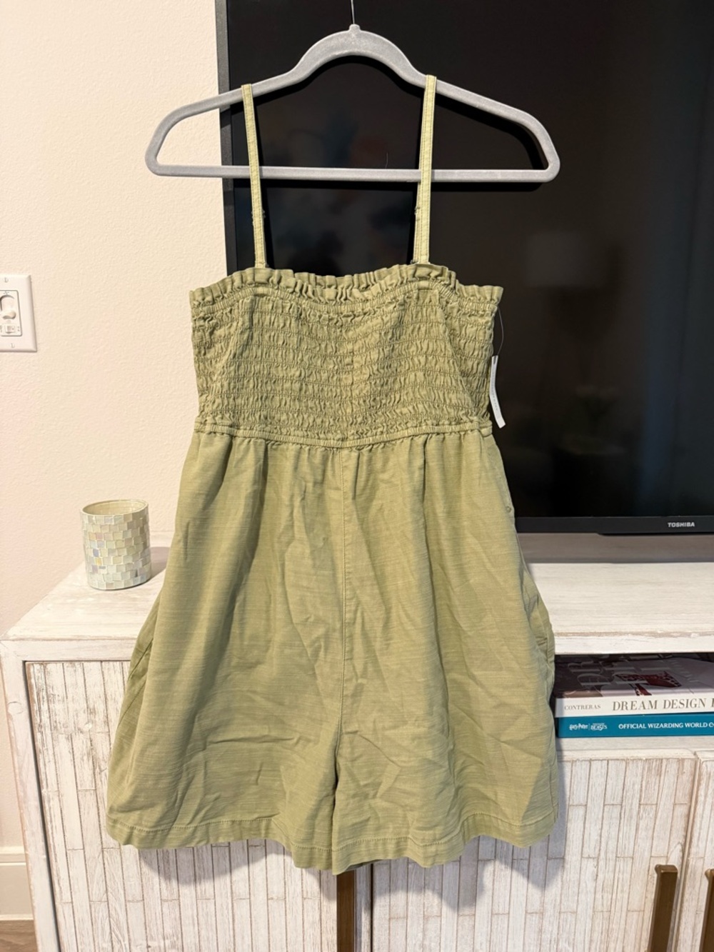 NWT Pilcro Smocked Olive Green Romper
